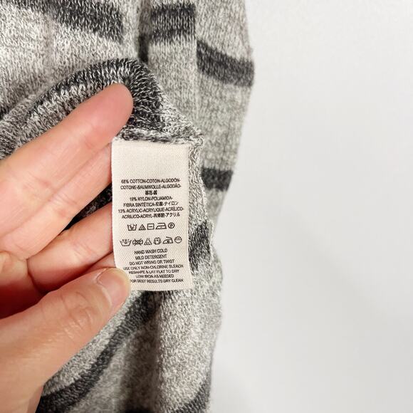 Free People XSmall Gray Striped Tunic Sweater Side Split Long Sleeve Oversized - Picture 7 of 8